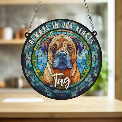 Bull Mastiff Memorial Stained Glass Effect Suncatcher